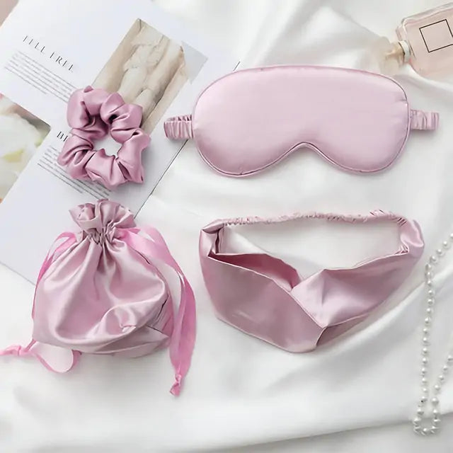 Silk Eye Mask with Hair Scrunchie and Travel Bag