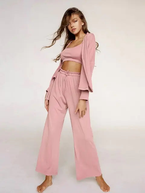 Ribbed Drop Sleeves Sleepwear Set