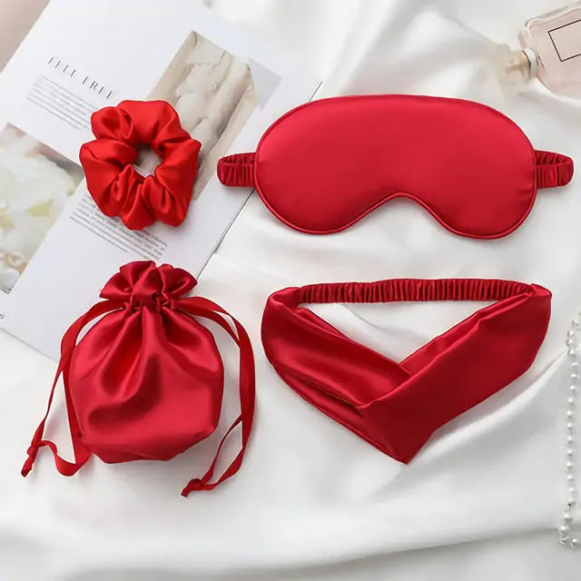 Silk Eye Mask with Hair Scrunchie and Travel Bag