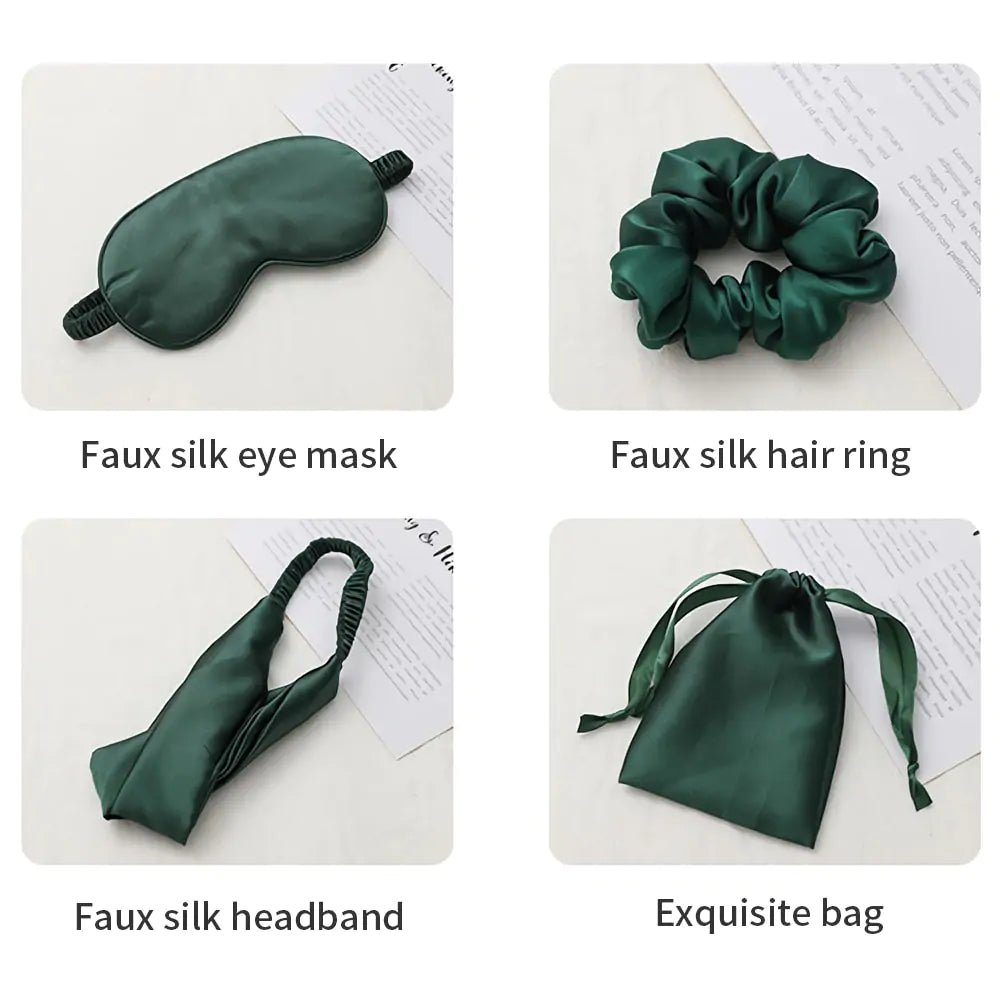 Silk Eye Mask with Hair Scrunchie and Travel Bag