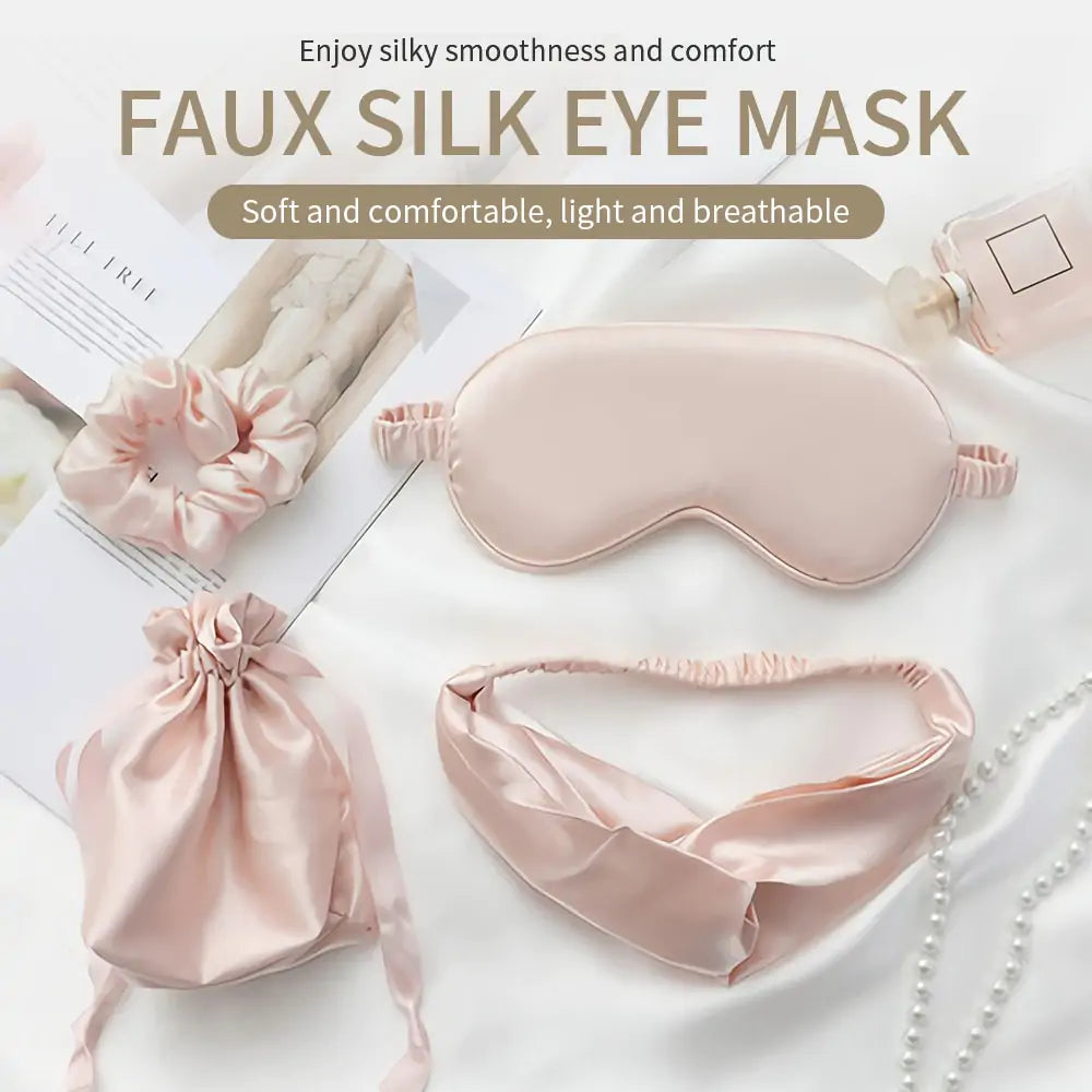 Silk Eye Mask with Hair Scrunchie and Travel Bag