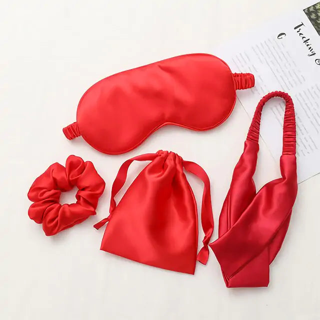 Silk Eye Mask with Hair Scrunchie and Travel Bag