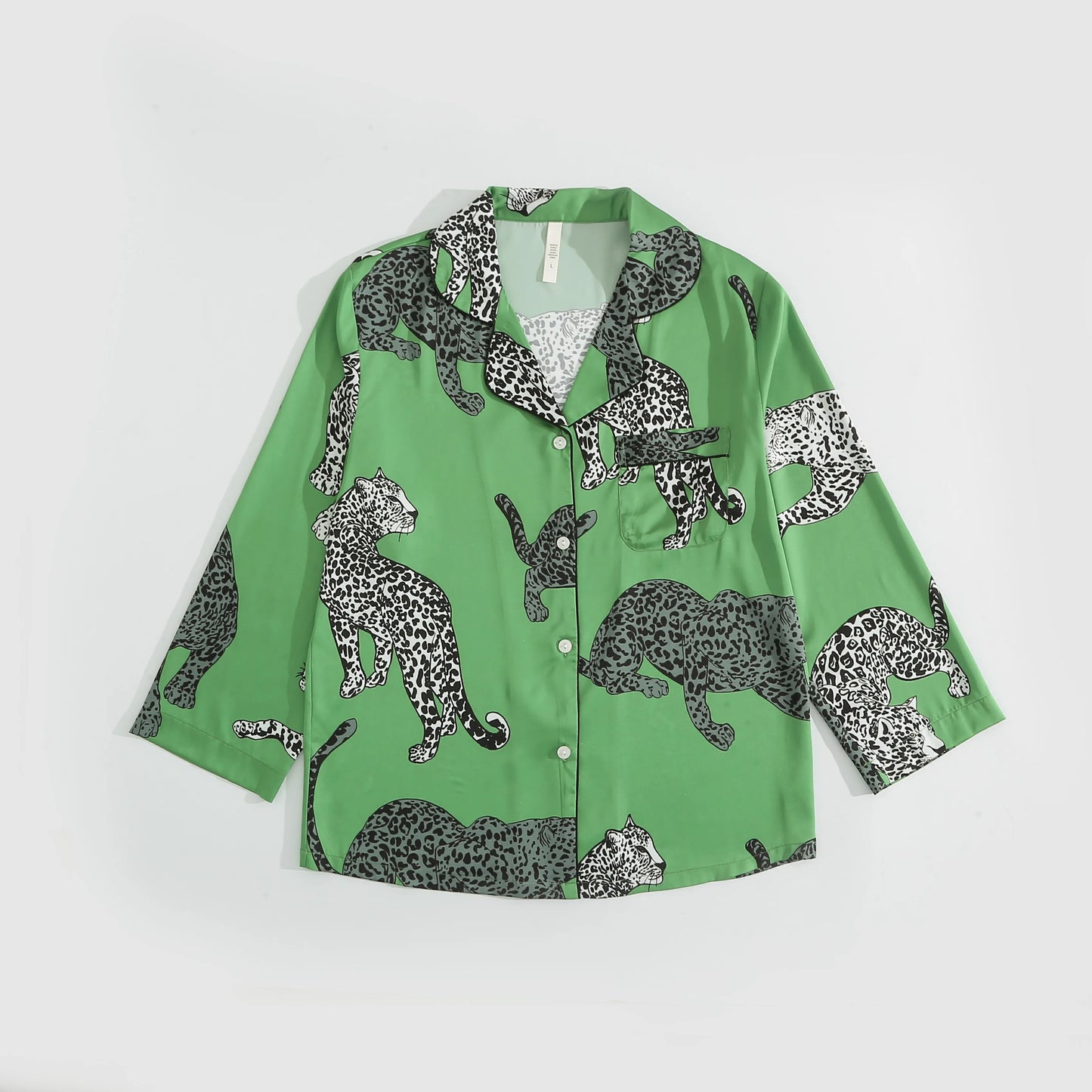 Green Leopard Print Sleepwear Set