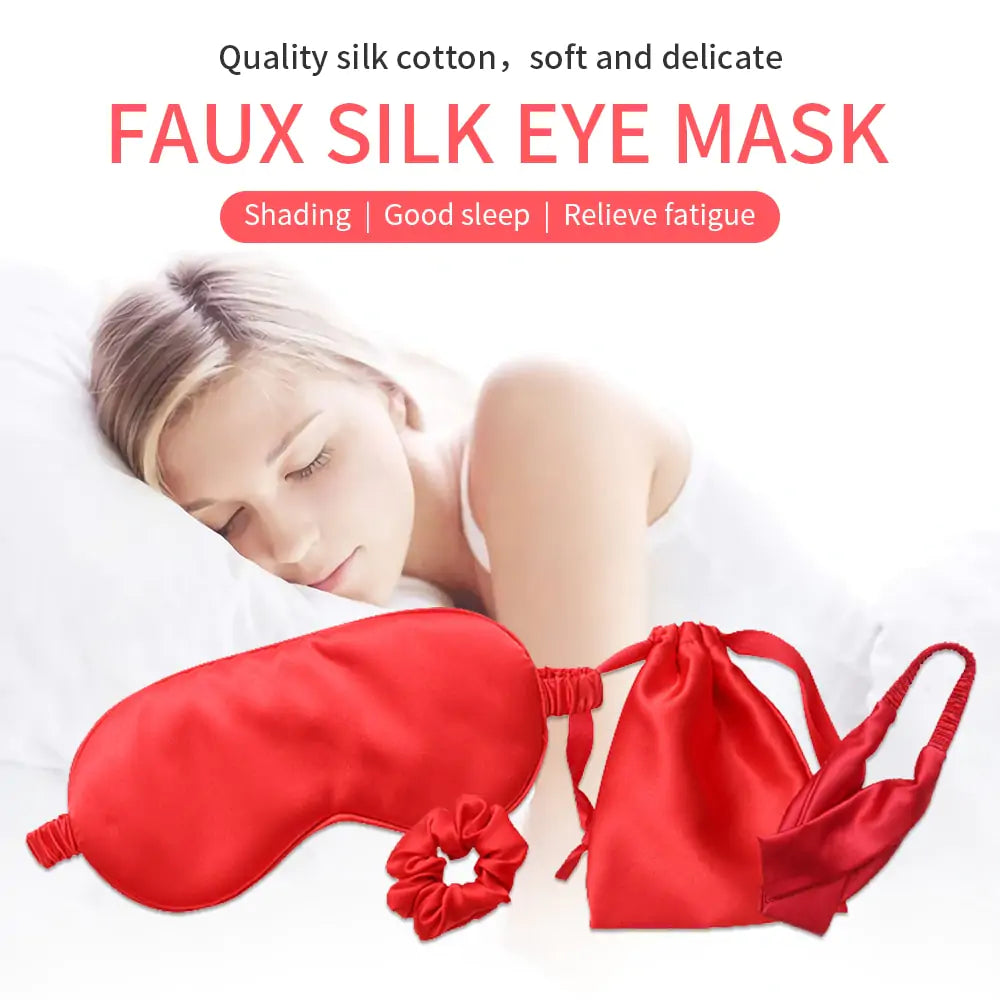 Silk Eye Mask with Hair Scrunchie and Travel Bag