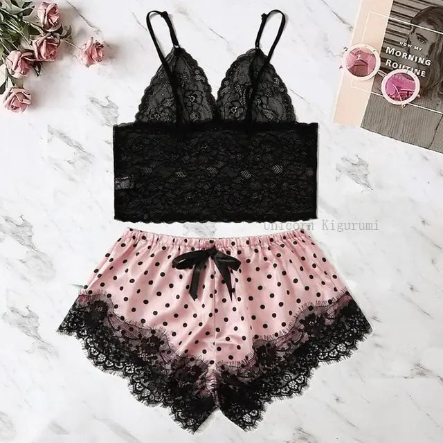 Printed Lace Pajama Sets