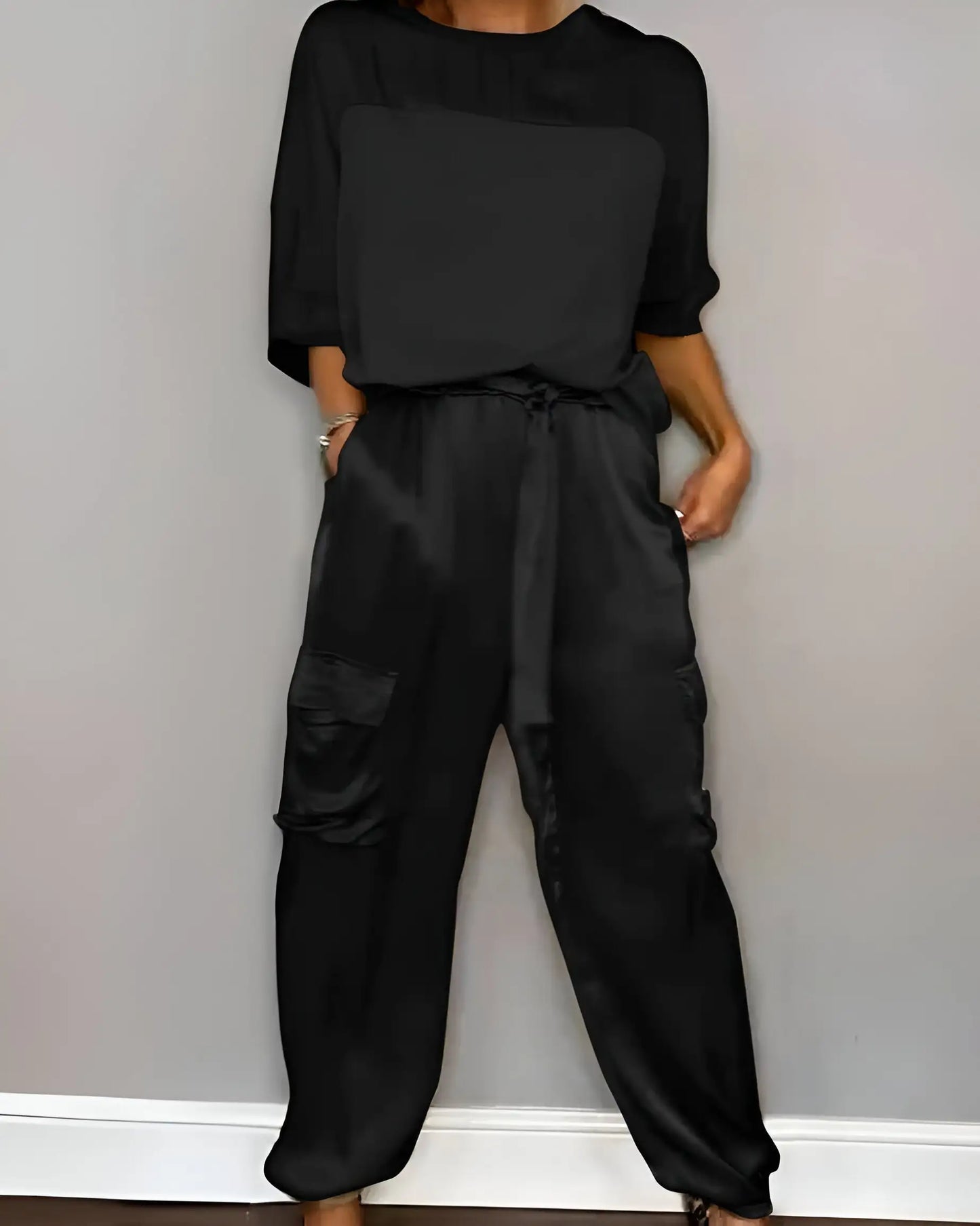 Smooth Satin Top & Matching Long Pants