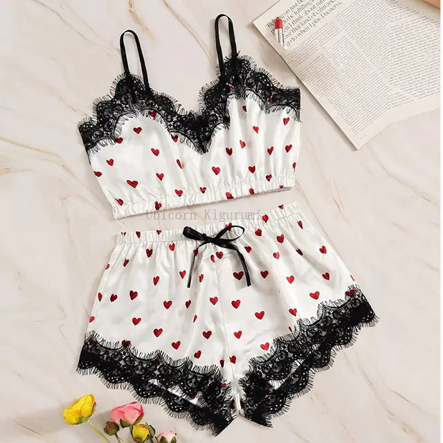 Printed Lace Pajama Sets