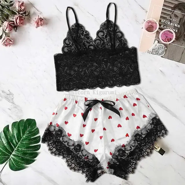 Printed Lace Pajama Sets