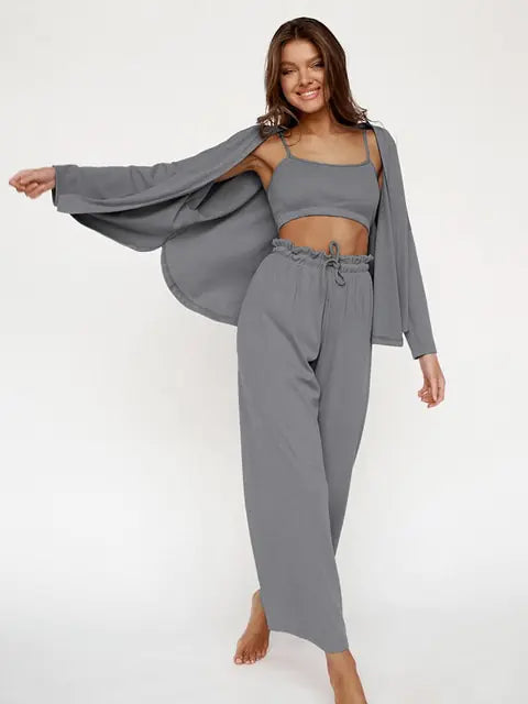 Ribbed Drop Sleeves Sleepwear Set